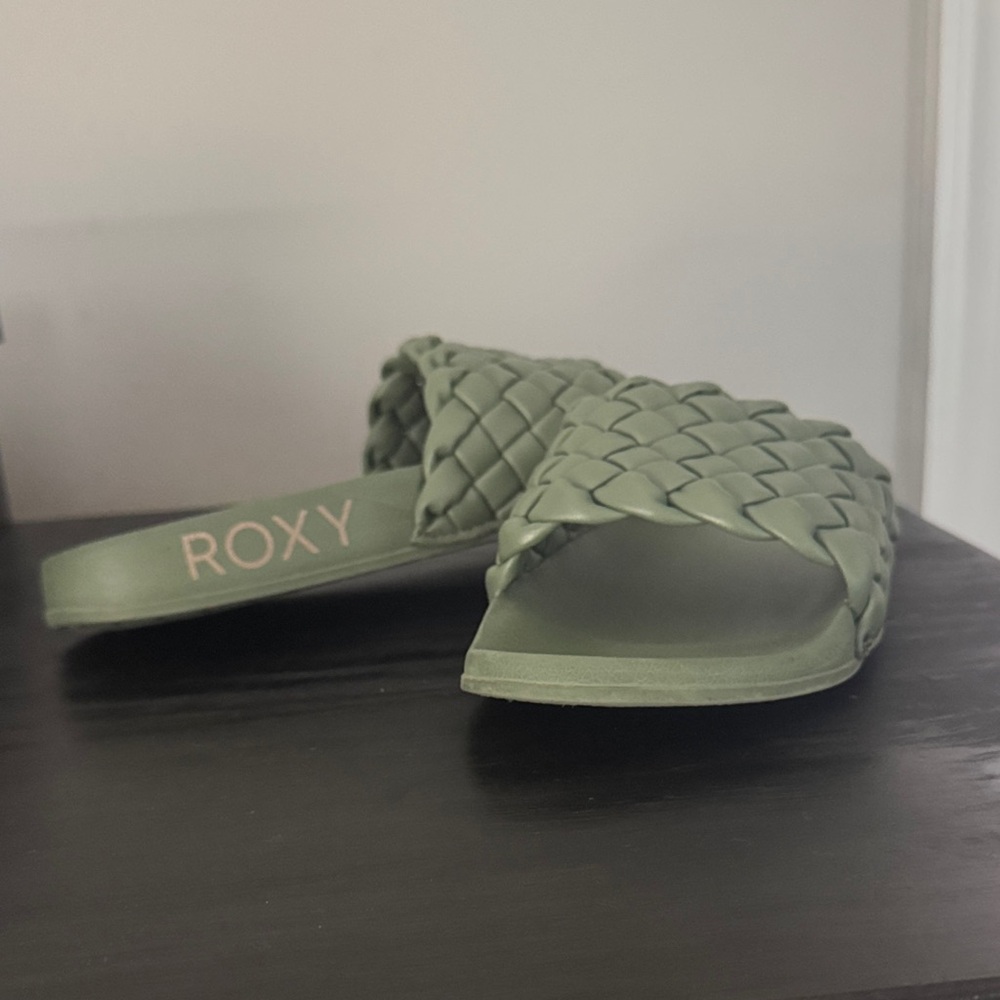 Roxy Olive Woven Slide Sandals